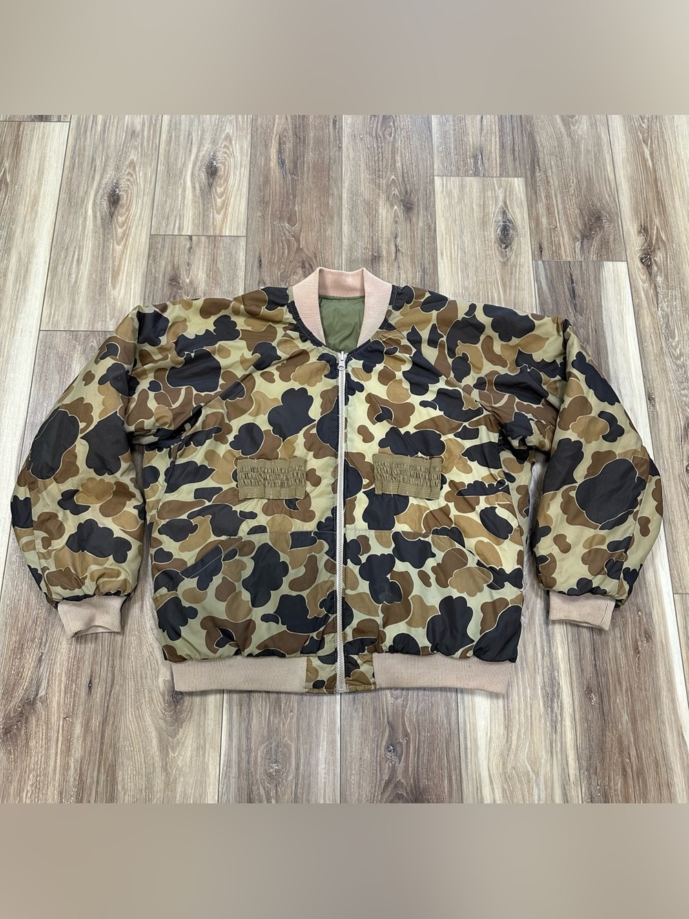 Vintage Columbia Duck Camo Reversible Insulated Bomber Jacket, XL